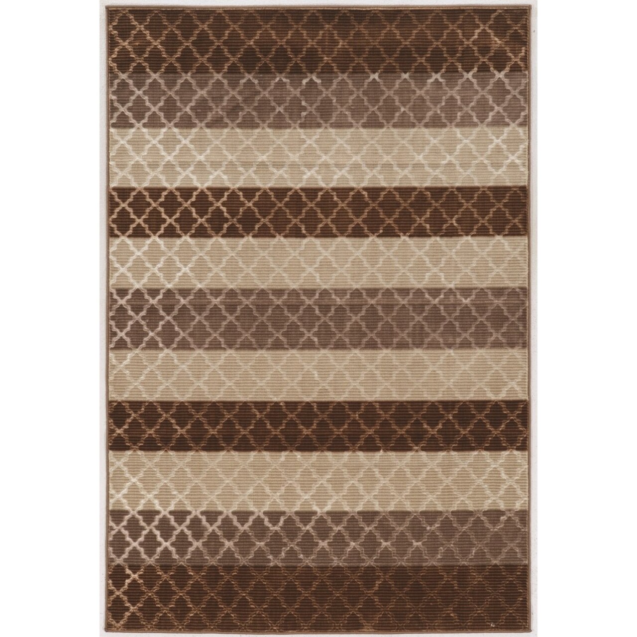 Evolution Trellis Stripes Beige Area Rug 8X10 Low Pile Polyester Modern Design